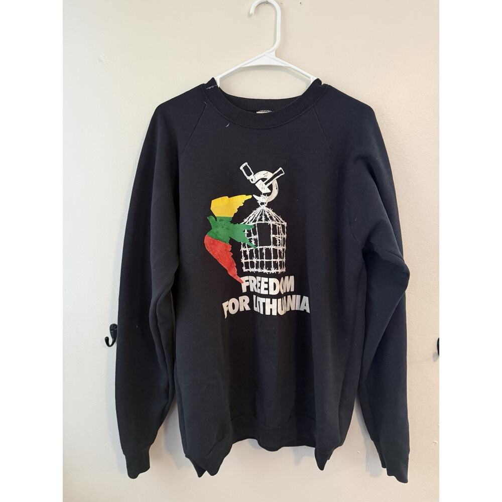 Vintage 1991 Freedom For Lithuania Chicago Crewneck USA XL Black